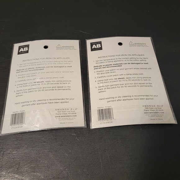 Lot of‎ 2 - 6 Amanda Blu Pirate Dragon Embroidered Iron On Applique Patches - Picture 2 of 4